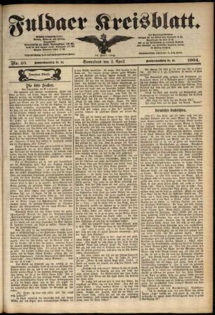 Zweite Ausgabe vom Samstag, den 02. April 1904.