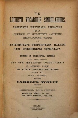 De Lucretii vocabulis singularibus