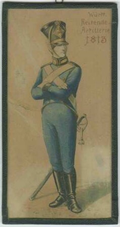 Soldat der Württ. Reitenden Artillerie 1813 in Uniform mit Mütze