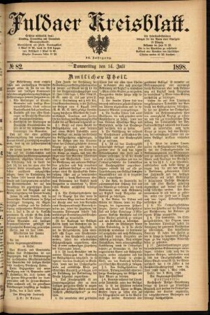 Erste Ausgabe vom Donnerstag, den 14. Juli 1898.