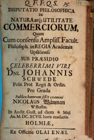 Disp. philos. de natura et utilitate commerciorum