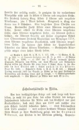 Schulverhältnisse in Nidda.