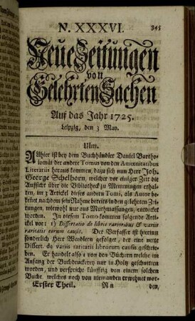 N. XXXVI. Leipzig, den 3 May. - N. XLIV. Leipzig, den 31 May.