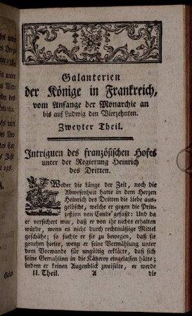 Intriguea des französischen Hofes unter der Regierung Heinrich des Dritten.