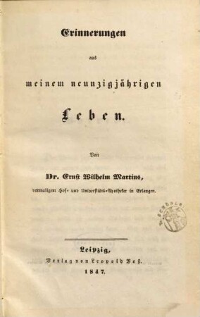 Erinnerungen aus meinem neunzigjährigen Leben