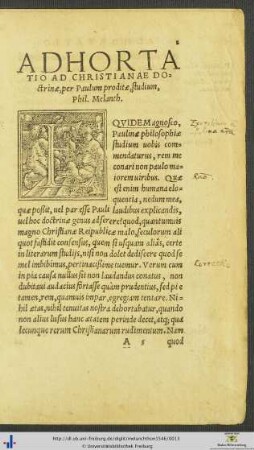 Adhoratio Ad Christianae doctrinæ studium