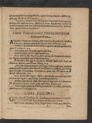 Libri Theologici Theologorum Reformatorum.