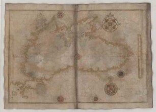 Seekarte, Handzeichnung, 1568 Bl. 44 Schwarzes Meer, Türkei mit Istanbul (Konstantinopel), Georgien, Ukraine
