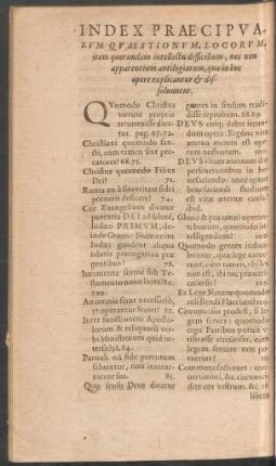 Index Praecipuarum Quaestionum, Locorum ...