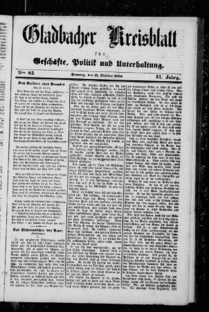 Gladbacher Kreisblatt für Geschäfte, Politik und Unterhaltung. 1853-1862