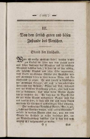 III. Von dem sittlich guten und bösen Zustande des Menschen