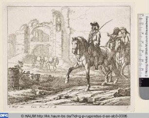 Drei Reiter vor einer Ruine