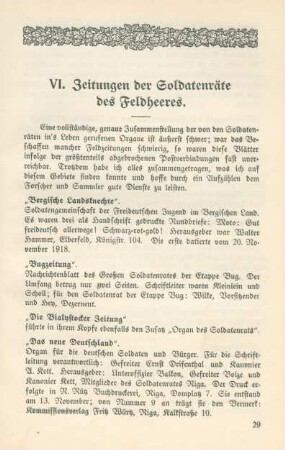 VI. Zeitungen der Soldatenräte des Feldheeres