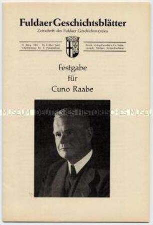 Sonderausgabe der "Fuldaer Geschichtsblätter" zum Gedenken an Cuno Raabe