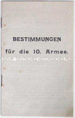 Sammlung von Befehlen für die 10. Armee vom November 1918 bis Januar 1919