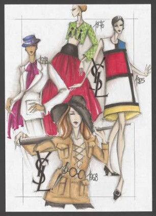 Modezeichnung: Von YSL inspirierte Illustration