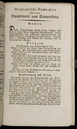 Geographische Nachrichten über das Departement vom Donnersberg.