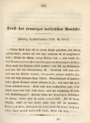 Trost bei trauriger politischer Aussicht