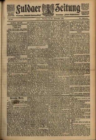 Erste Ausgabe vom Dienstag, den 23. November 1909.