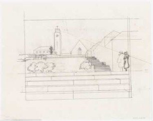 Städtebau, Stegreifaufgabe 5 Wintersemester 1931/32: Perspektivische Ansicht einer Kirche