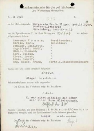 Kluger, Margarete Maria