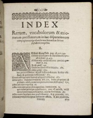 Index Rerum, vocabulorum & axiomatum potissimorum in hac disputationum [...]