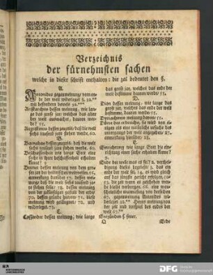 Verzeichnis der fürnehmsten sachen welche in dieser schrift enthalten
