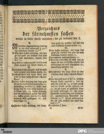 Verzeichnis der fürnehmsten sachen welche in dieser schrift enthalten