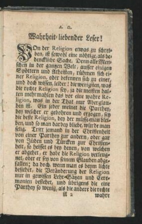 Wahrheit liebender Leser!