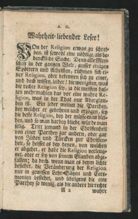 Wahrheit liebender Leser!
