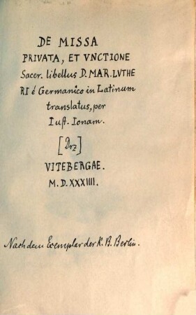De Missa Privata, Et Unctione Sacer. libellus D. Mar. Lutheri