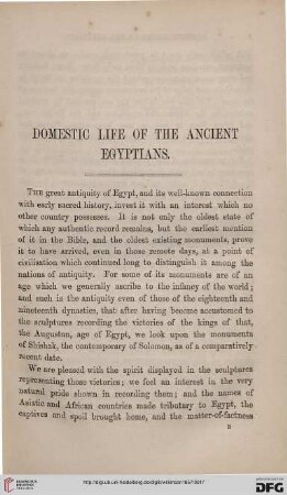 Domestic life of the ancient Egyptians