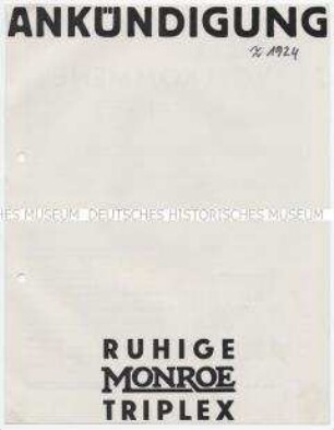 Ankündigung / Ruhige Monroe Triplex