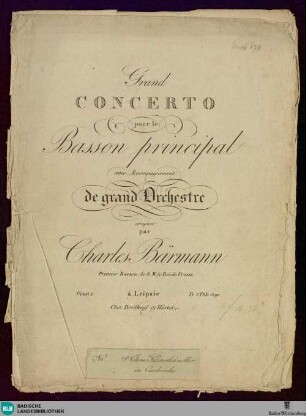 Grand concerto pour le basson principal : avec accompagnement de grand orchestre; oeuvre 1