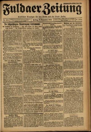 Erste Ausgabe vom Freitag, den 19. Dezember 1924.