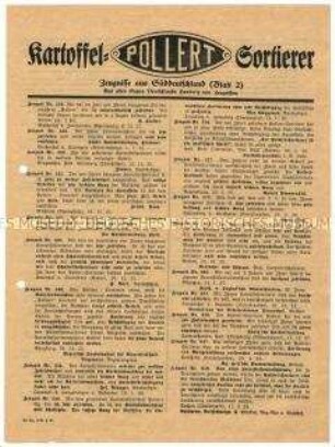 Kundengutachten über Kartoffelsortier- und -waschmaschinen