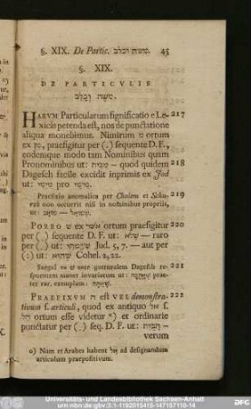 §. XIX. De Particulis [...].