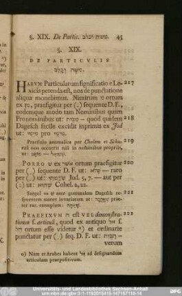§. XIX. De Particulis [...].