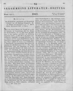 Sinogowitz, H. S.: Das Kindbettfieber physiologisch und therapeutisch erläutert. Berlin: Hirschwald 1845