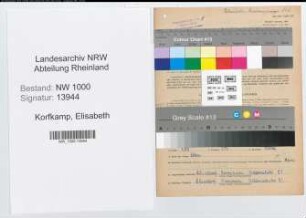 Entnazifizierung Elisabeth Korfkamp, geb. 08.06.1919 (Postassistentin)