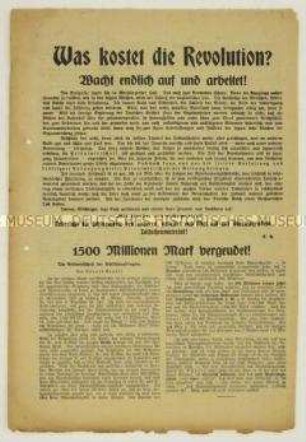 Konservative Propagandaschrift zu den finanziellen Folgen der Revolution