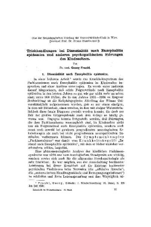Triebhandlungen bei Dissozialität nach Encephalitis epidemica und anderen psychopathischen Störungen des Kindesalters