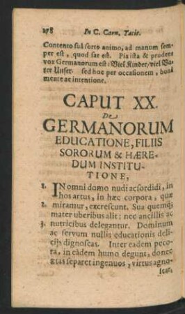 Caput XX. De Germanorum Educatione, Filiis Soborum & Haeredum Institutione.