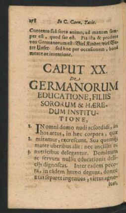 Caput XX. De Germanorum Educatione, Filiis Soborum & Haeredum Institutione.