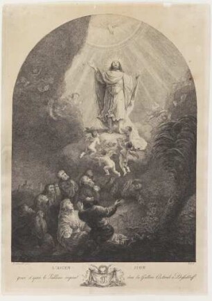 Radierung aus der "Passion" nach Rembrandt: Himmelfahrt Christi