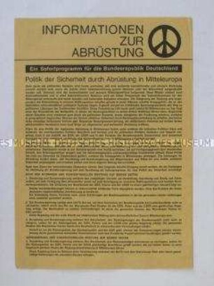 Propagandaflugblatt der Kampagne für Abrüstung mit konketen Abrüstungsvorschlägen