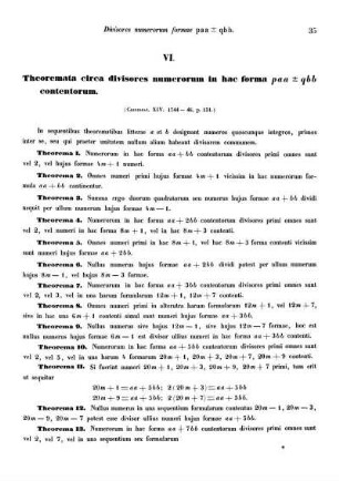 VI. Theoremata circa divisors numerorum in hac forma ..... contentorum.