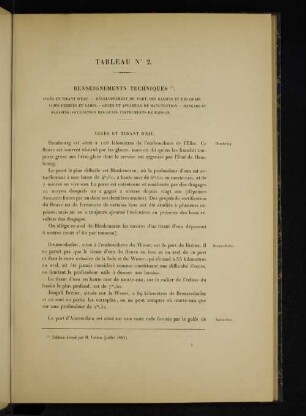 Tableau No. 2. Renseignements techniques.