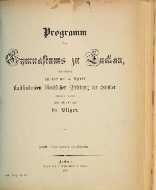 Programm : für das Schuljahr .... 1878/79