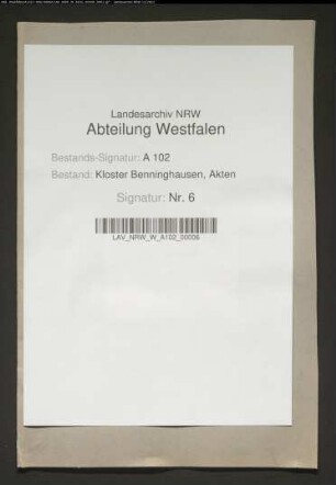 Einkünfte des Benninghauser Pastorats. Bruchstück